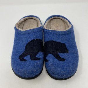 LL Bean Daybeak Scuffs wool clogs mules slippers Motif bear blue womens size 7M